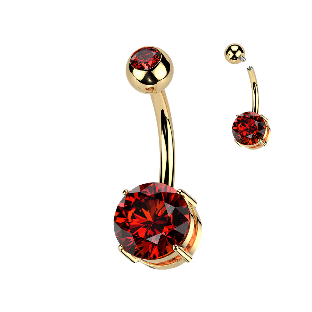 Premium G23 Titanium Round Claw-Set Crystal Navel Barbell 14g
