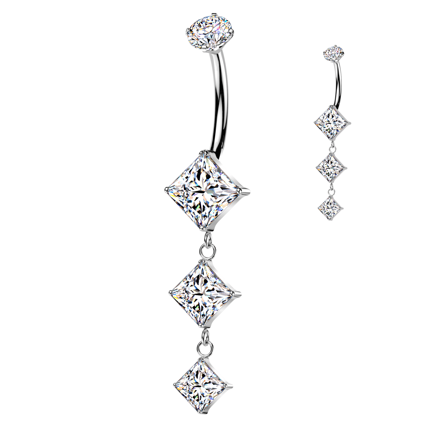 Premium G23 Titanium Diamond Cascade Navel Dangle 14g