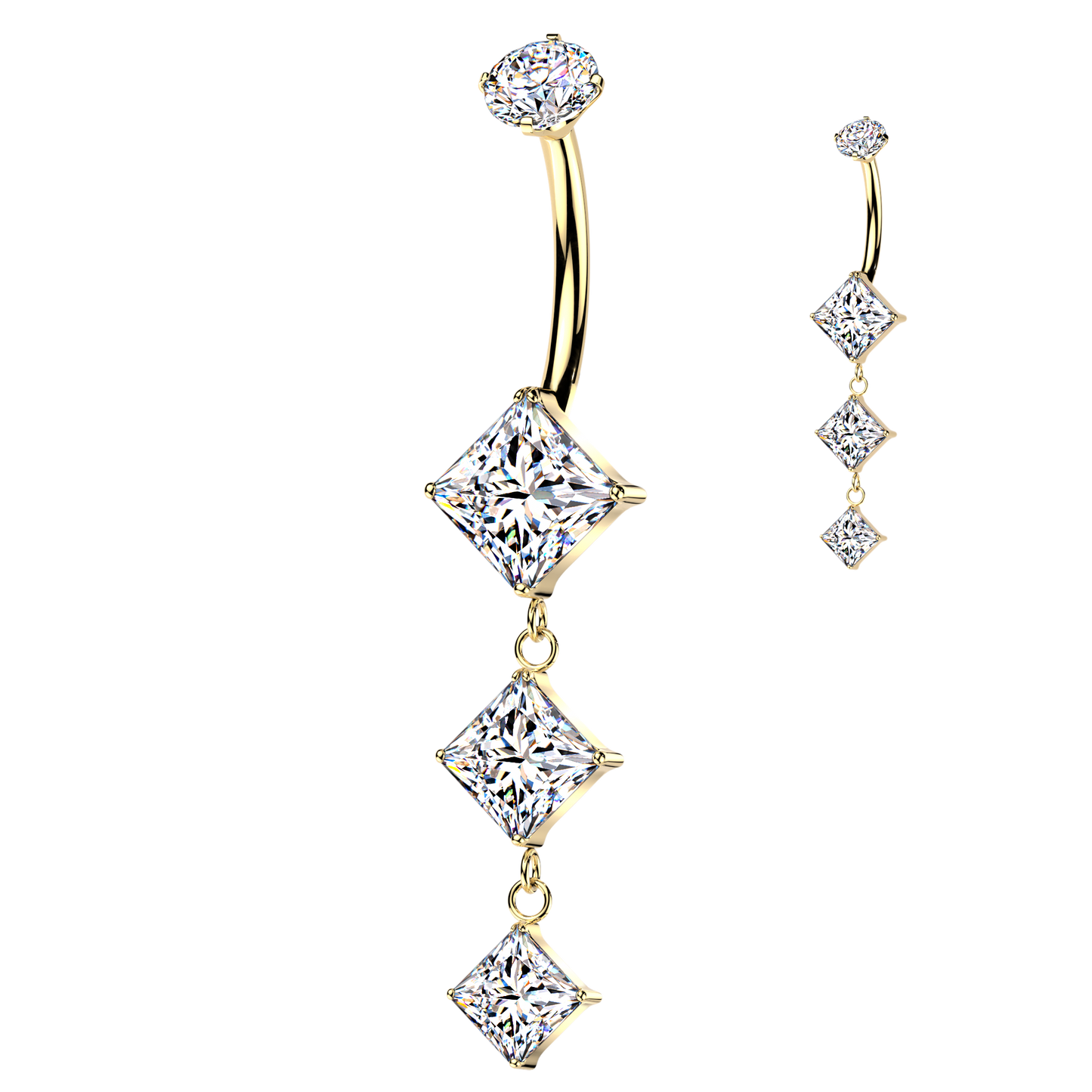 Premium G23 Titanium Diamond Cascade Navel Dangle 14g