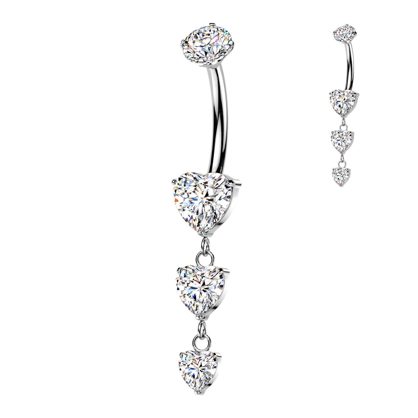 Premium G23 Titanium Heart Cascade Navel Dangle 14g