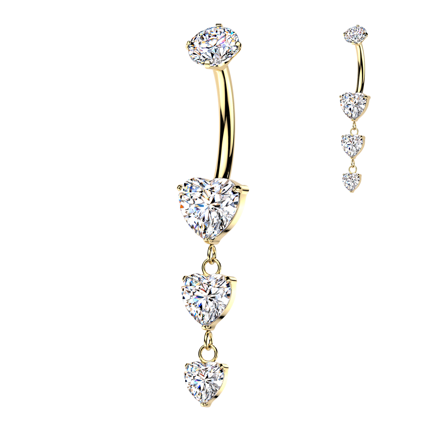 Premium G23 Titanium Heart Cascade Navel Dangle 14g