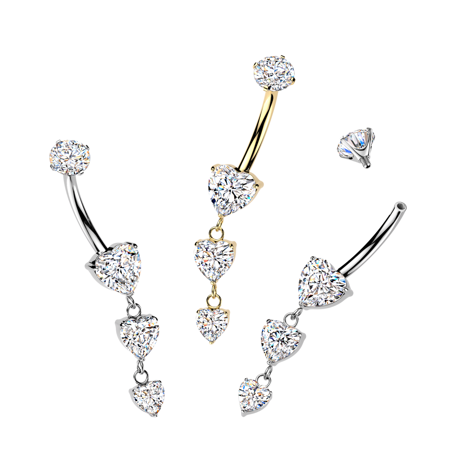 Premium G23 Titanium Heart Cascade Navel Dangle 14g