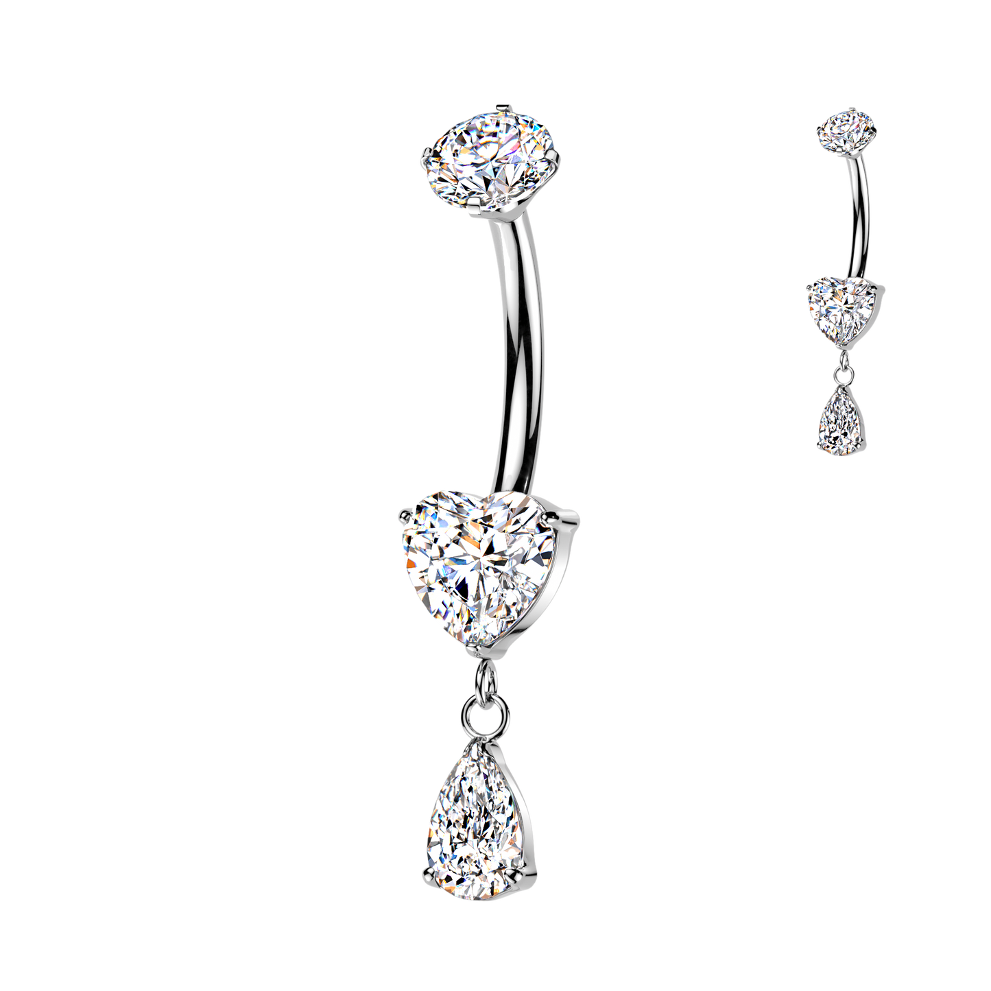 Premium G23 Titanium SweetHeart Drop Navel Dangle 14g