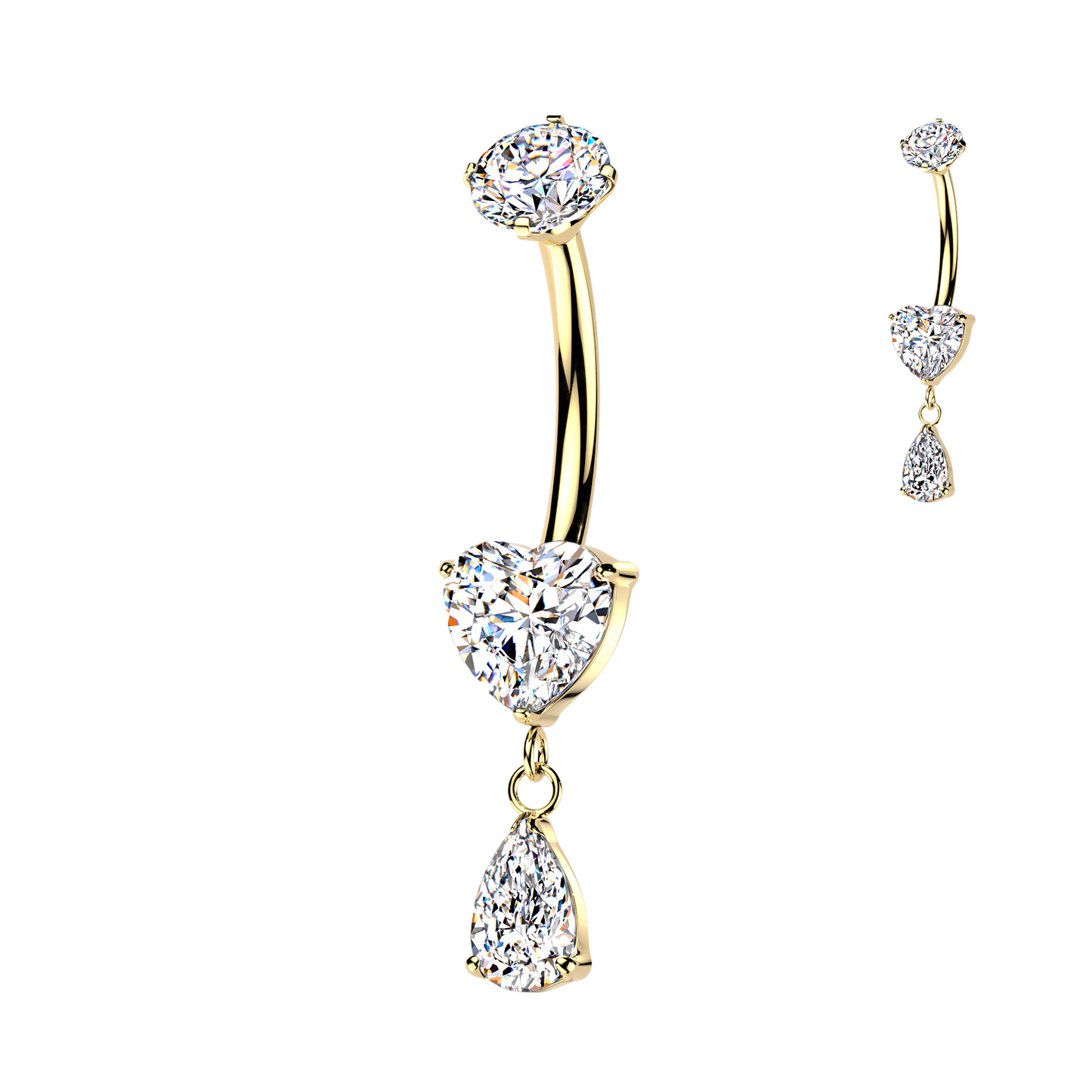 Premium G23 Titanium SweetHeart Drop Navel Dangle 14g