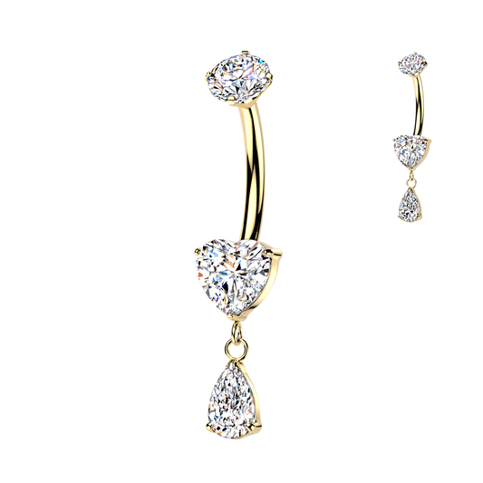 Premium G23 Titanium SweetHeart Drop Navel Dangle 14g