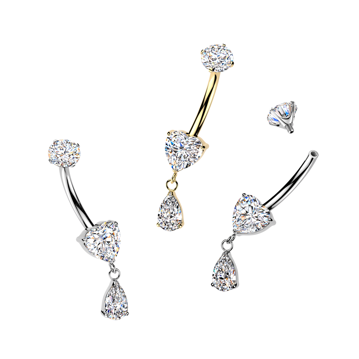 Premium G23 Titanium SweetHeart Drop Navel Dangle 14g
