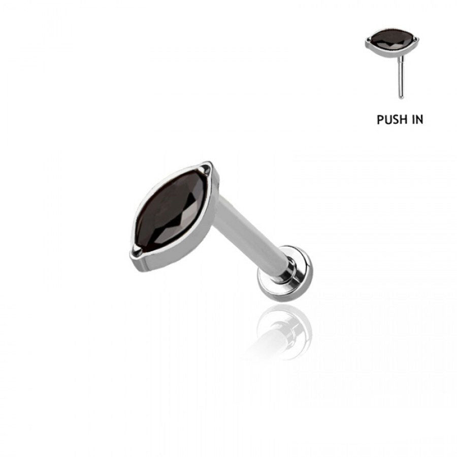Premium G23 Titanium Marquise Offset Threadless Flat Back