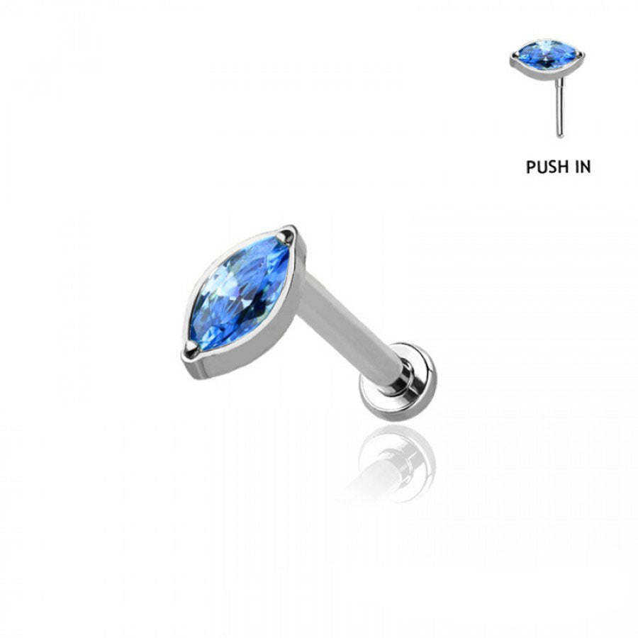 Premium G23 Titanium Marquise Offset Threadless Flat Back