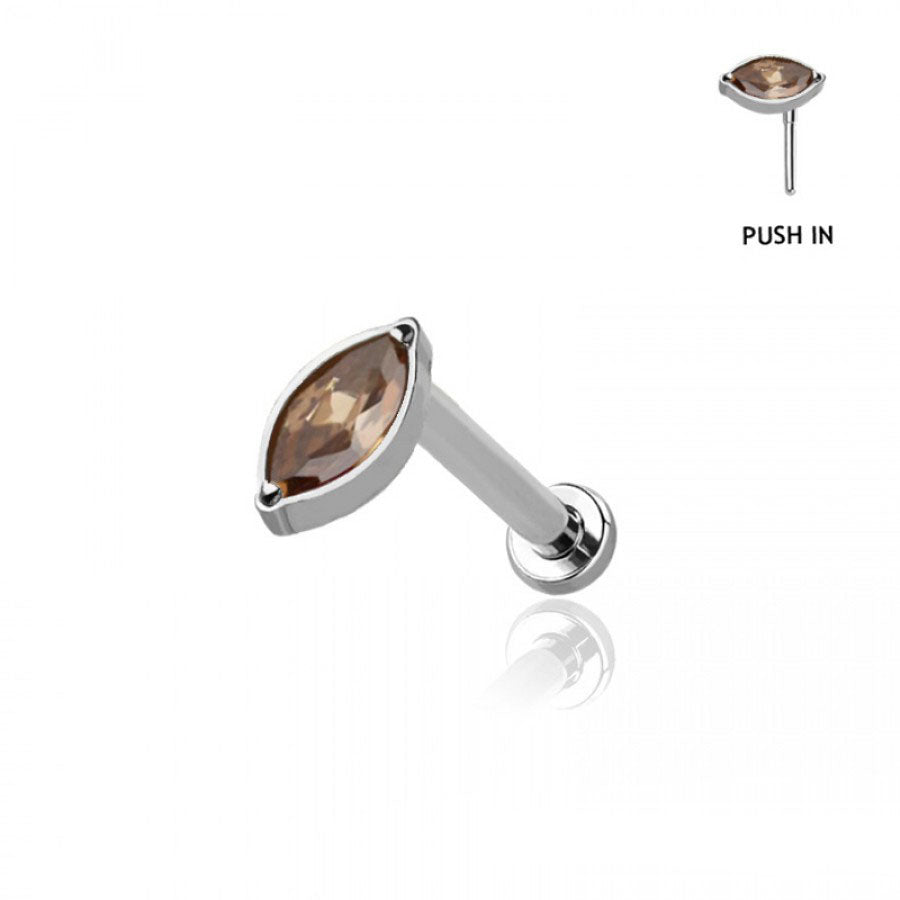 Premium G23 Titanium Marquise Offset Threadless Flat Back