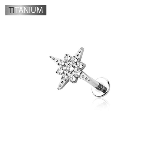 Premium G23 Titanium Celestial Spark Threadless Flat Back