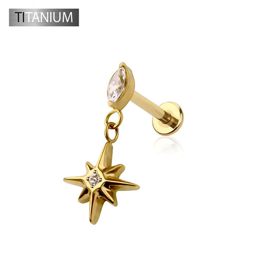 Premium G23 Titanium Luxe Starfall Dangle Threadless Flat Back