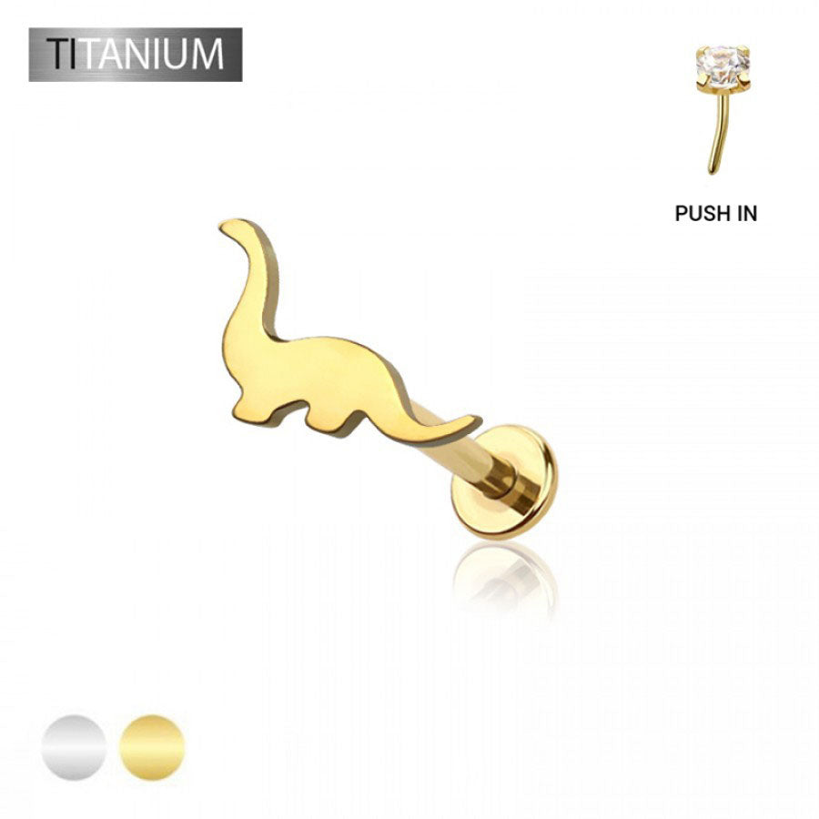 Premium G23 Titanium Dinosaur Threadless Flat Back