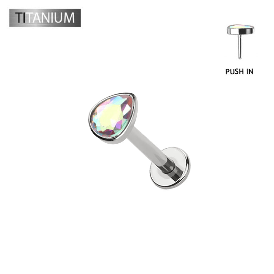 Premium G23 Titanium Teardrop Threadless Flat Back