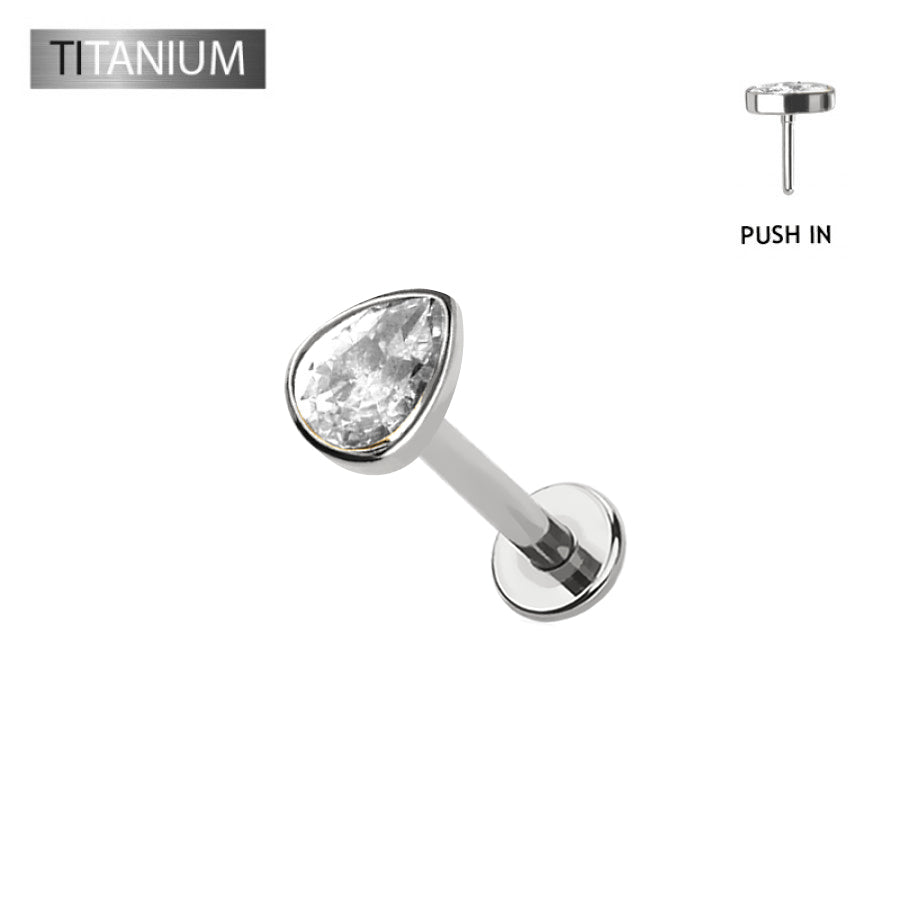 Premium G23 Titanium Teardrop Threadless Flat Back