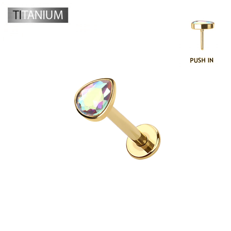 Premium G23 Titanium Teardrop Threadless Flat Back
