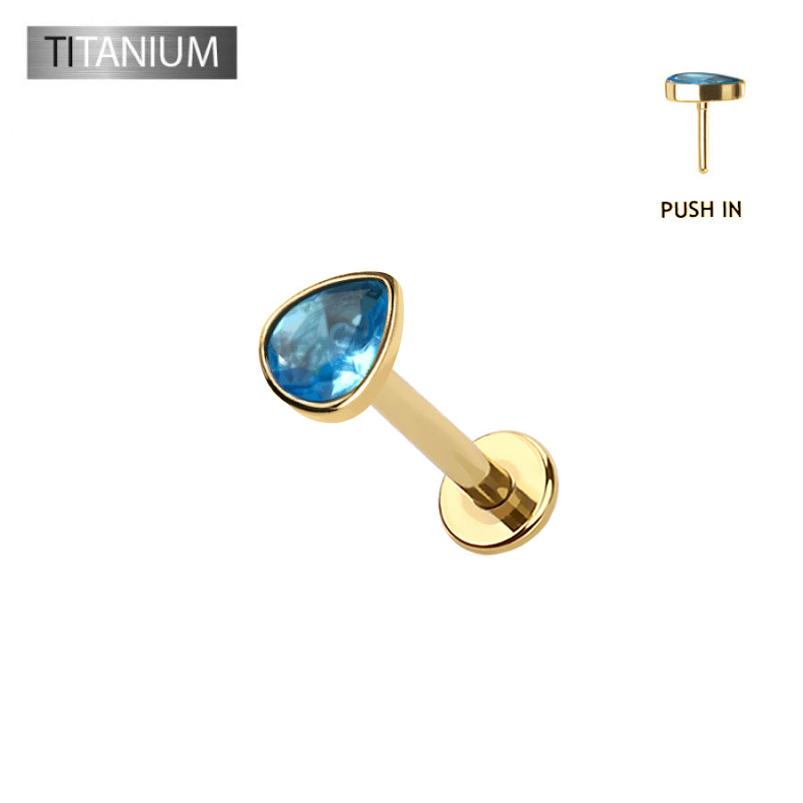 Premium G23 Titanium Teardrop Threadless Flat Back