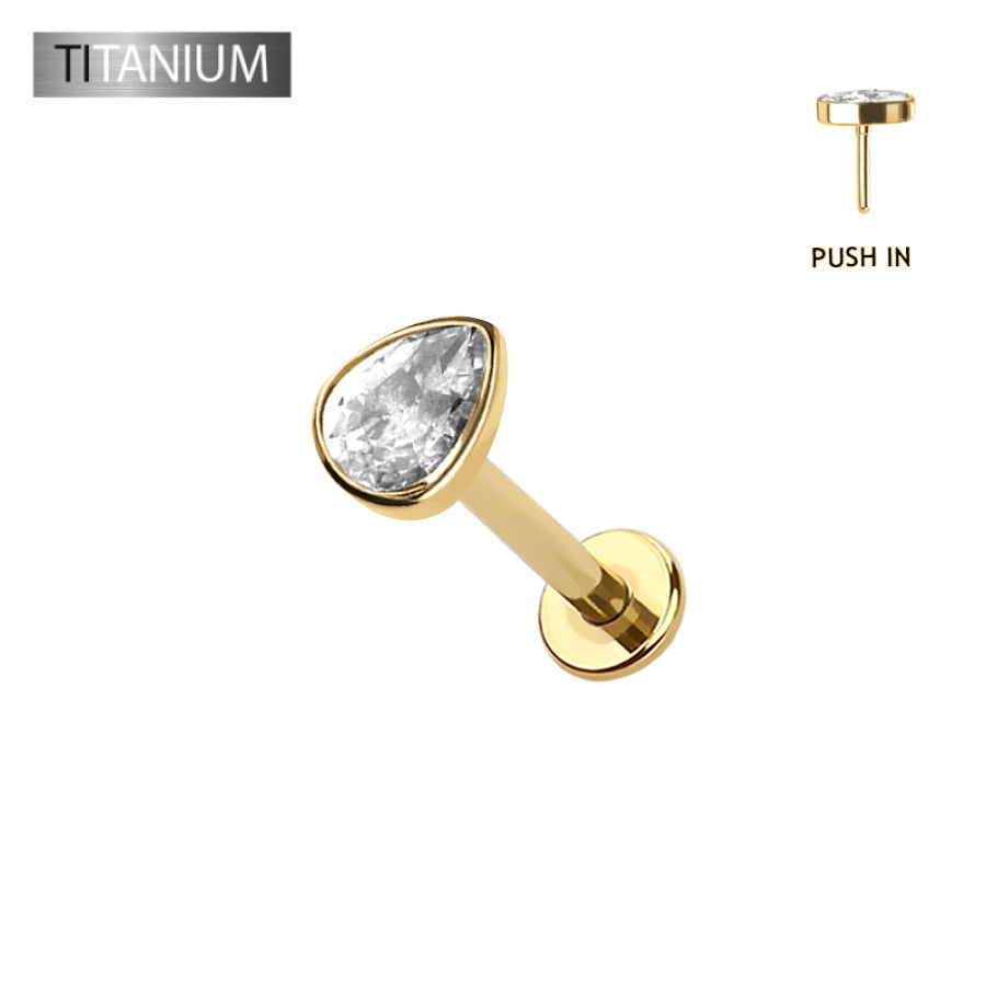 Premium G23 Titanium Teardrop Threadless Flat Back