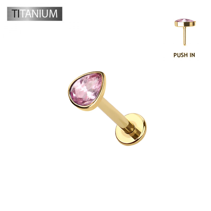 Premium G23 Titanium Teardrop Threadless Flat Back