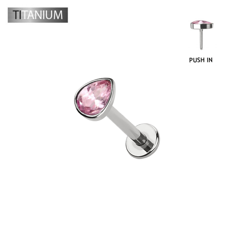 Premium G23 Titanium Teardrop Threadless Flat Back