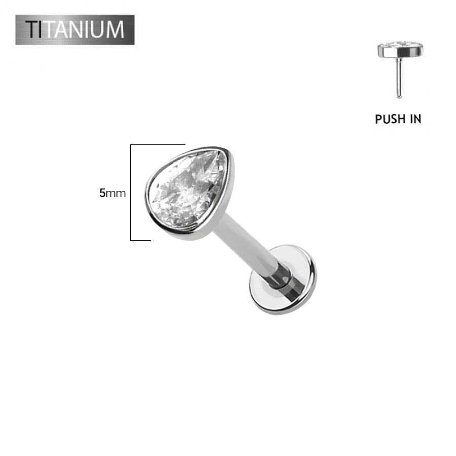 Premium G23 Titanium Teardrop Threadless Flat Back