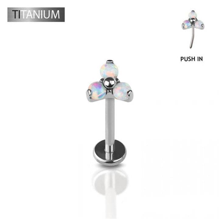 Premium G23 Titanium Claw-Set Tri-Petal Flower Threadless Flat Back 16g