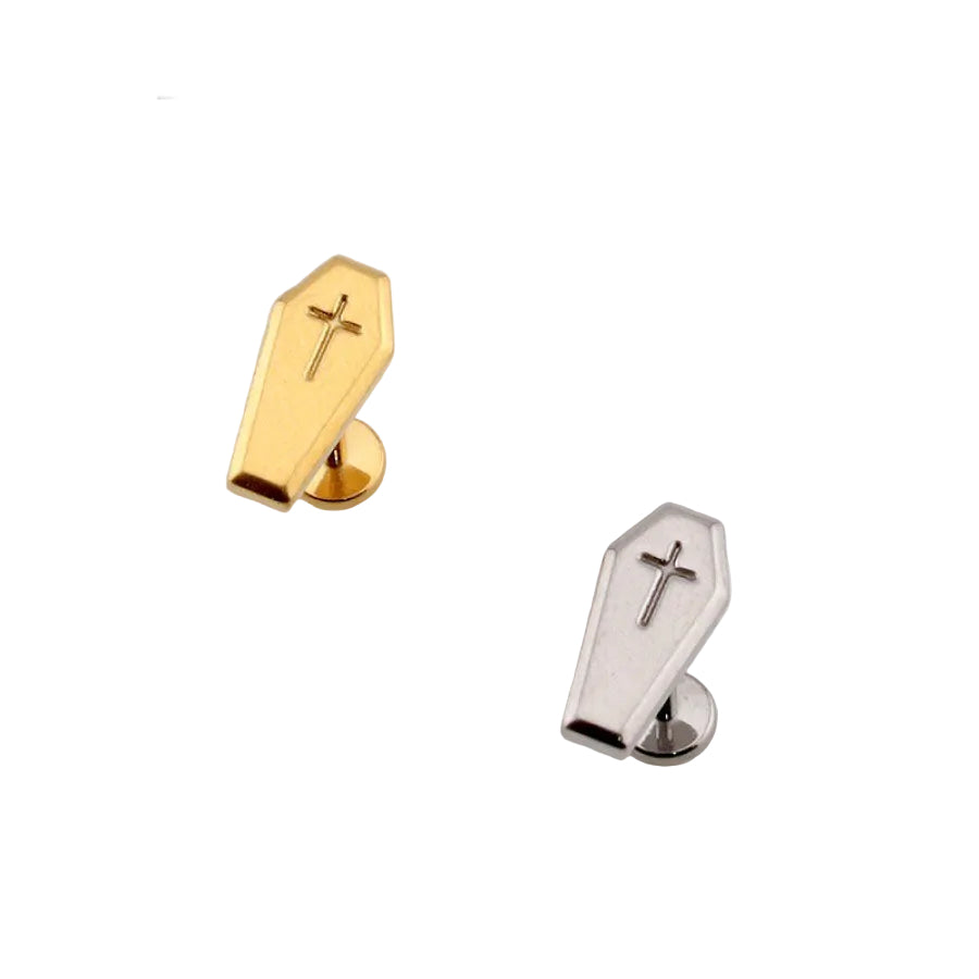 Premium G23 Titanium Coffin Threadless Fancy Flat Back 18g