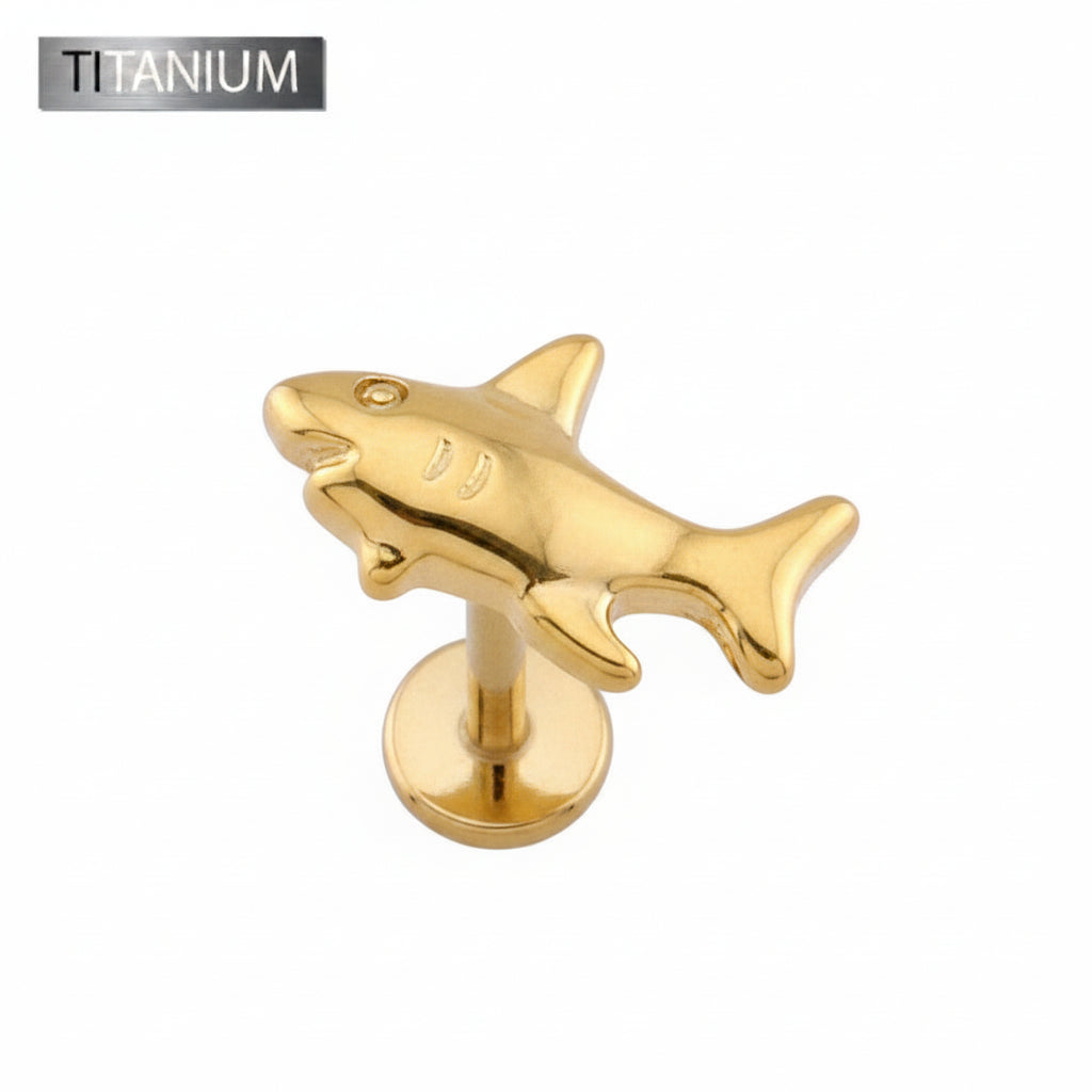 Premium G23 Titanium Shark Threadless Flat Back