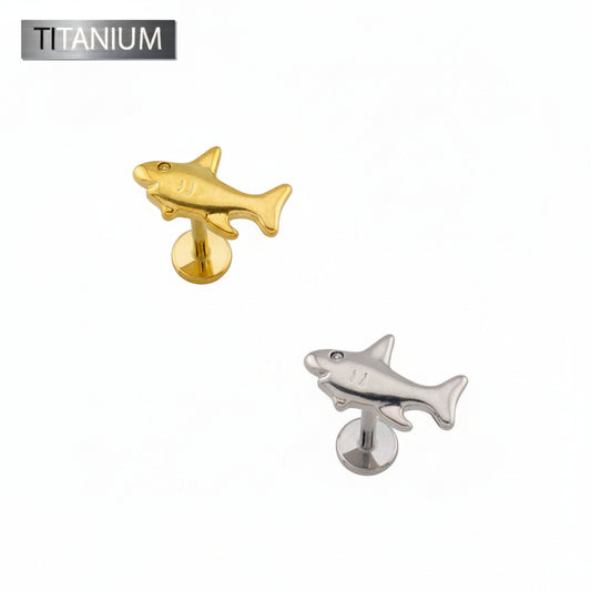 Premium G23 Titanium Shark Threadless Flat Back