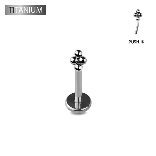 Premium G23 Titanium Fancy Quad Dotwork Threadless Flat Back