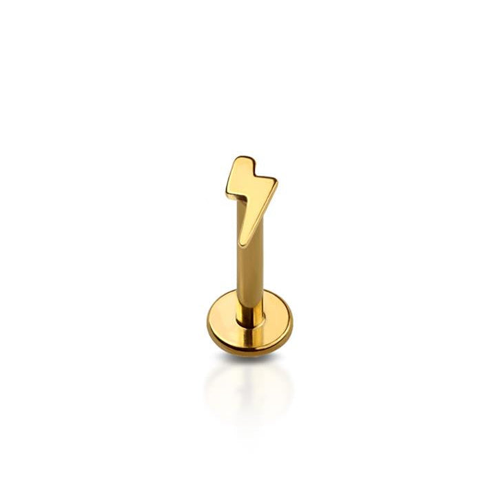 Premium G23 Titanium Lightning Bolt Threadless Flat Back