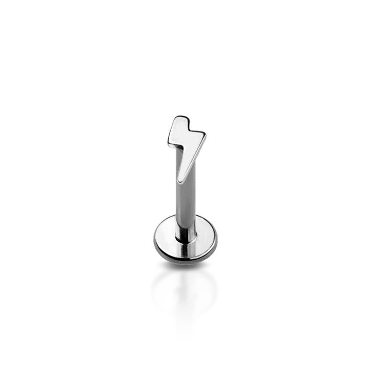 Premium G23 Titanium Lightning Bolt Threadless Flat Back