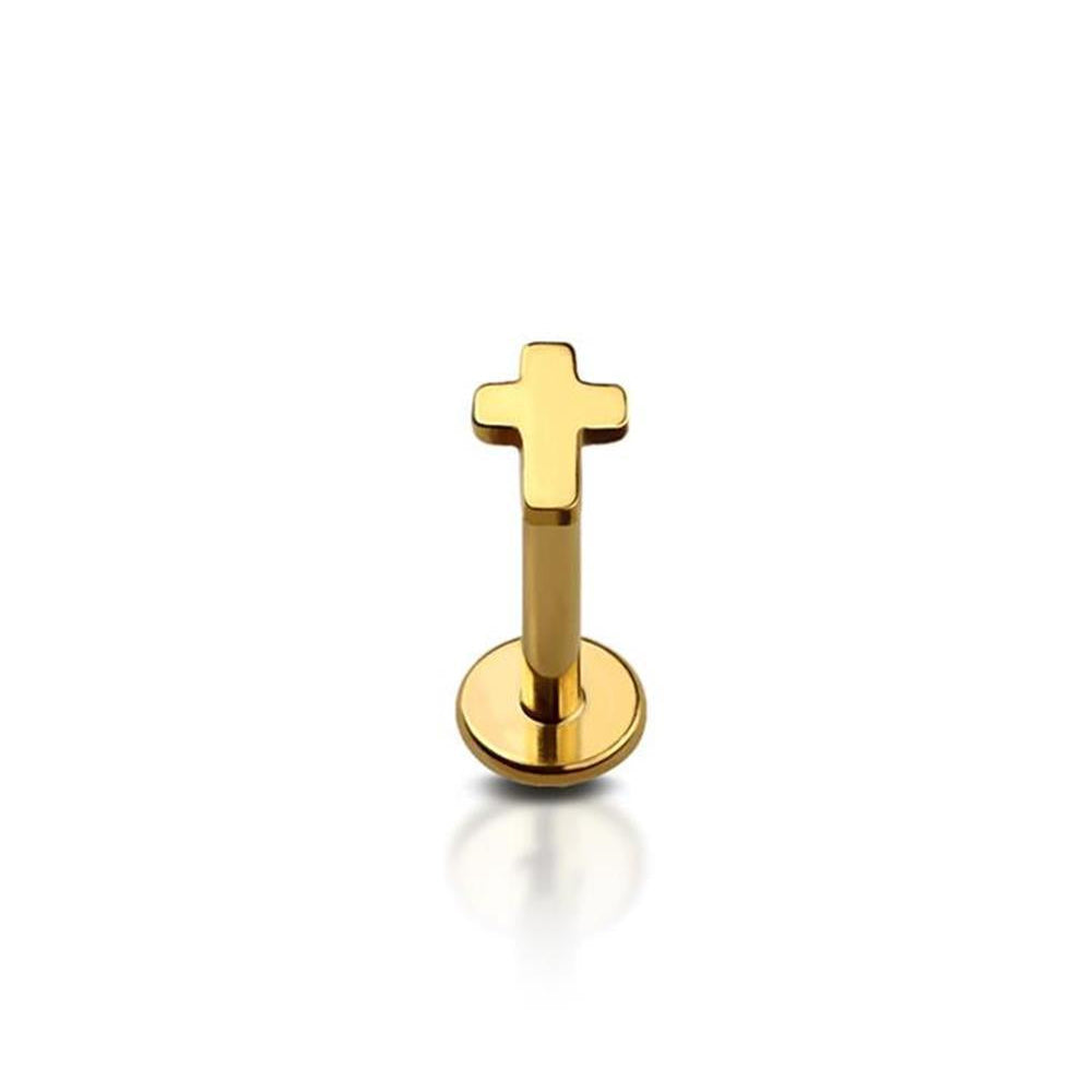 Premium G23 Titanium Cross Threadless Flat Back