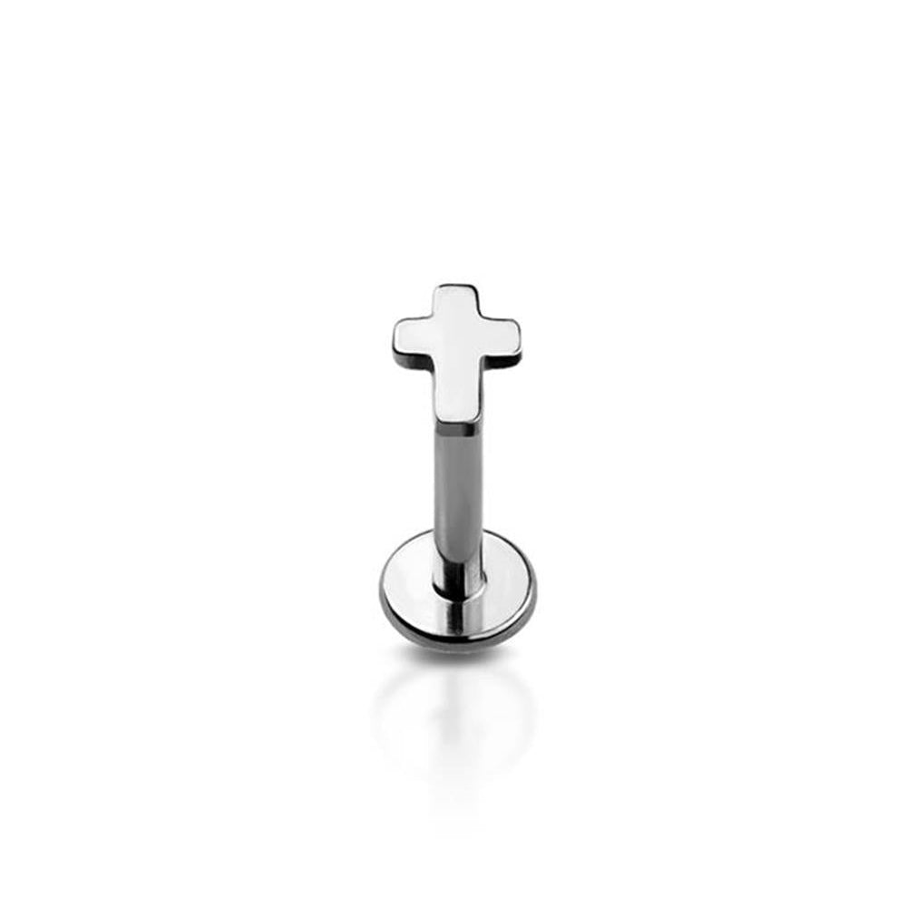 Premium G23 Titanium Cross Threadless Flat Back