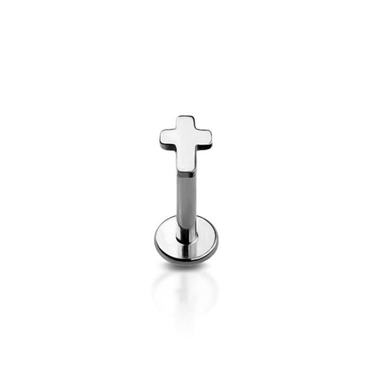 Premium G23 Titanium Cross Threadless Flat Back