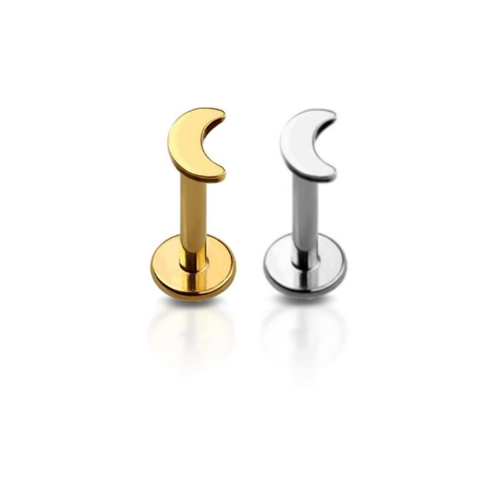 Premium G23 Titanium Simple Moon Threadless Flat Back 18g - 16g