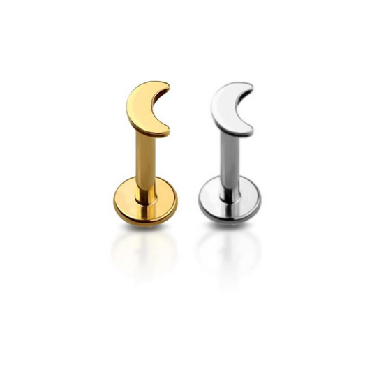 Premium G23 Titanium Simple Moon Threadless Flat Back 18g - 16g