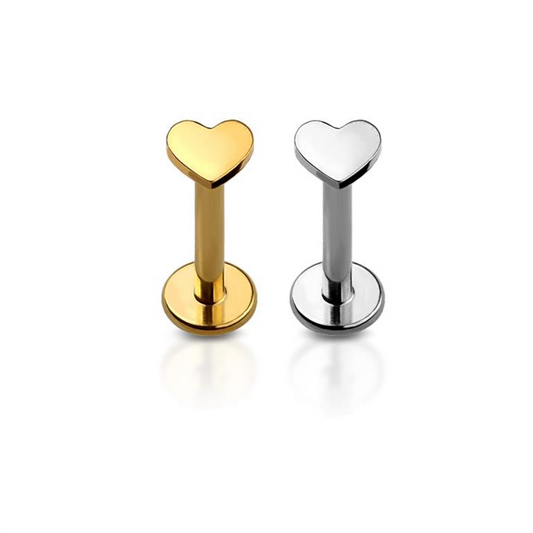 Premium G23 Titanium Simple Heart Threadless Flat Back 18g - 16g
