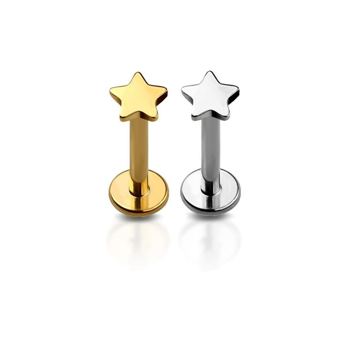 Premium G23 Titanium Simple Star Threadless Flat Back 18g - 16g