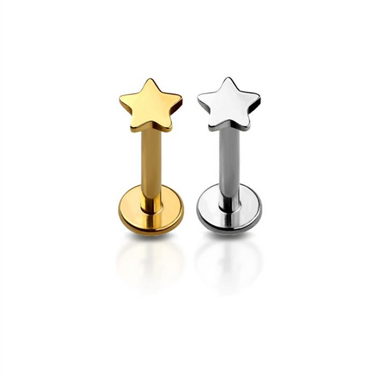 Premium G23 Titanium Simple Star Threadless Flat Back 18g - 16g