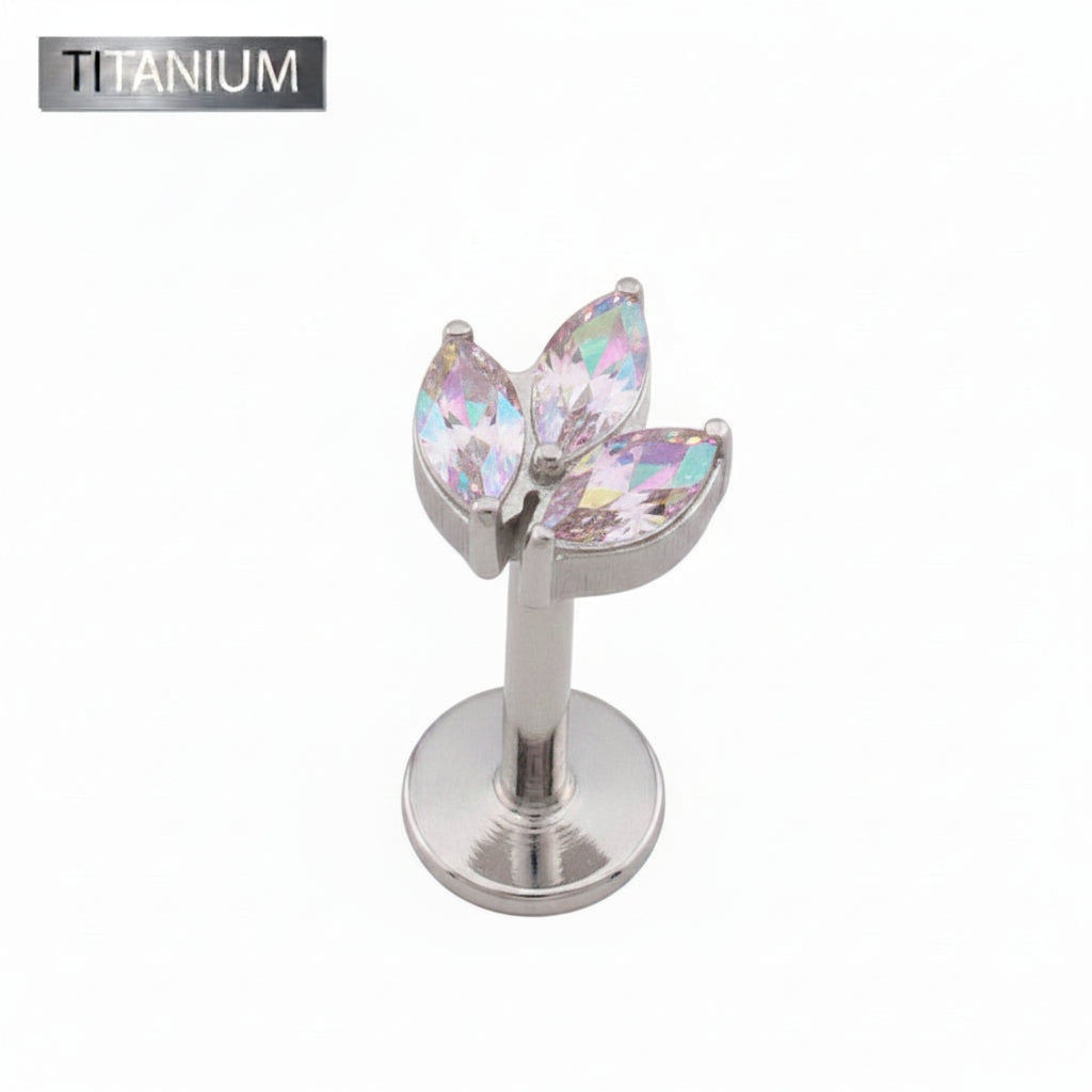 Premium G23 Titanium Marquise Trio Threadless Flat Back