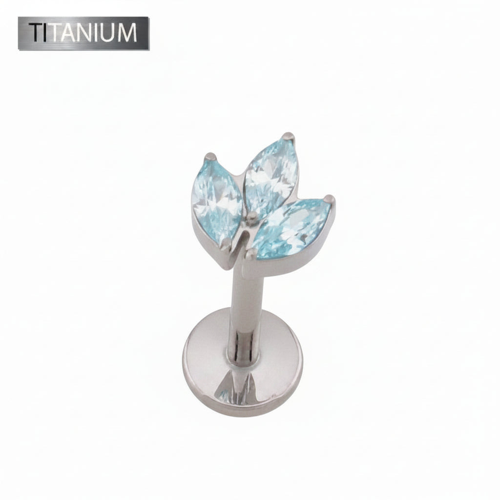 Premium G23 Titanium Marquise Trio Threadless Flat Back