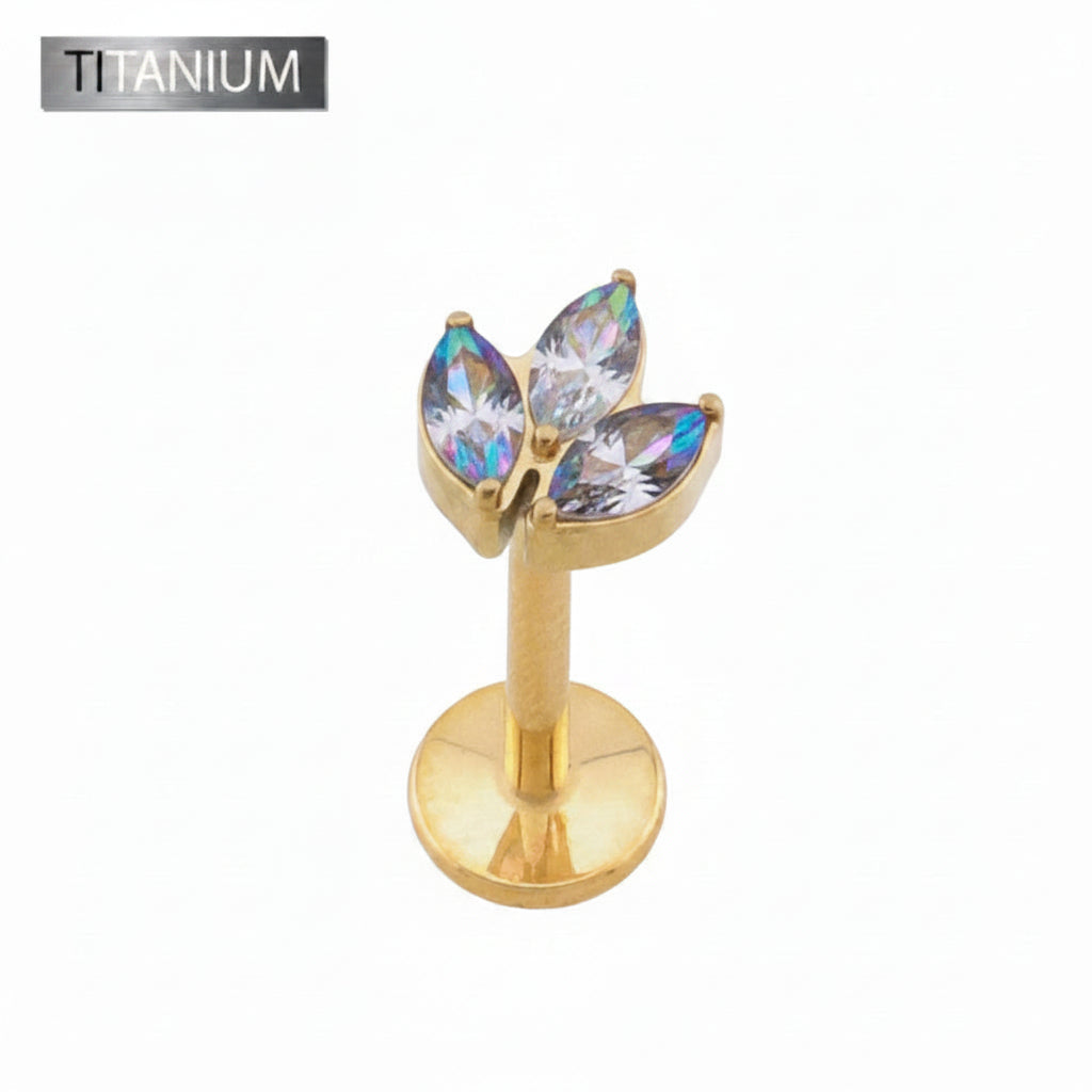 Premium G23 Titanium Marquise Trio Threadless Flat Back