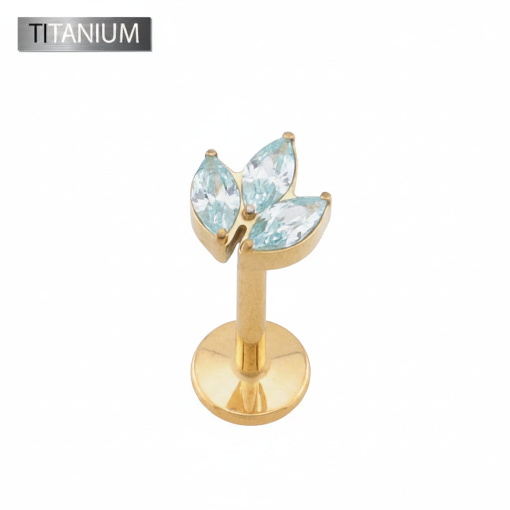 Premium G23 Titanium Marquise Trio Threadless Flat Back