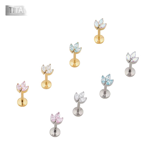 Premium G23 Titanium Marquise Trio Threadless Flat Back