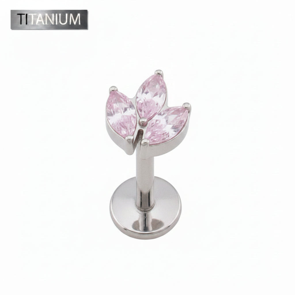 Premium G23 Titanium Marquise Trio Threadless Flat Back