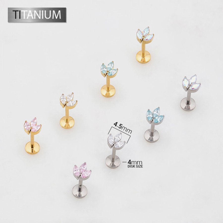 Premium G23 Titanium Marquise Trio Threadless Flat Back
