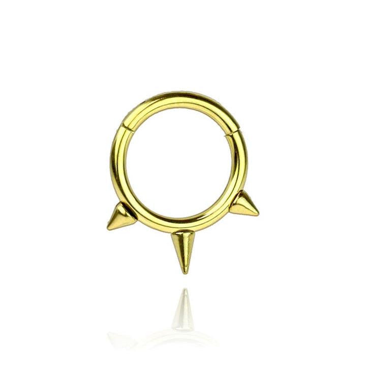 Premium Surgical Steel Triple Mini Spike Hinged Segment Ring 16g
