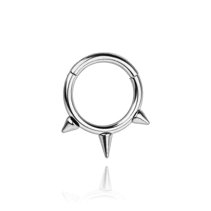 Premium Surgical Steel Triple Mini Spike Hinged Segment Ring 16g