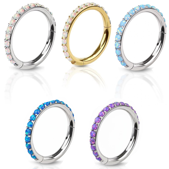 Premium Opal Edge Hinged Segment Ring 16g