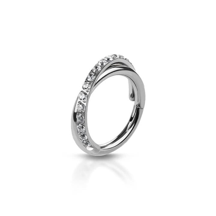 Premium Crystal Edge Twist Segment Ring 16g